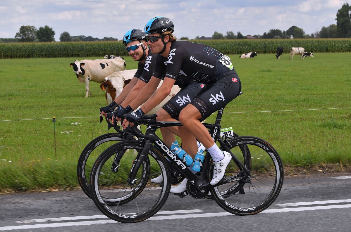 Team Sky's Owain Doull and Jon Dibben