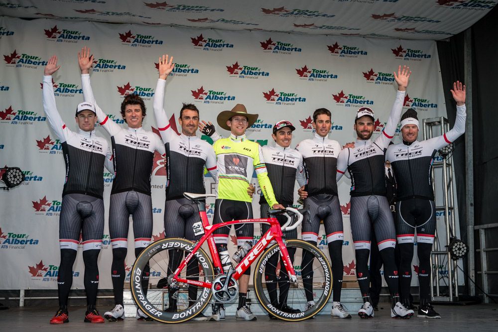 The Trek team wins the stage and takes yellow