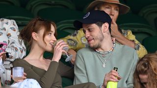 london, england july 03 phoebe dynevor and pete davidson hosted by lanson attend day 6 of the wimbledon tennis championships at the all england lawn tennis and croquet club on july 03, 2021 in london, england photo by karwai tangwireimage