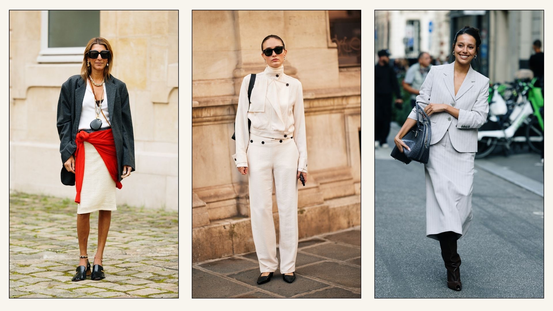 Collage of Paris Fashion Week street style images.