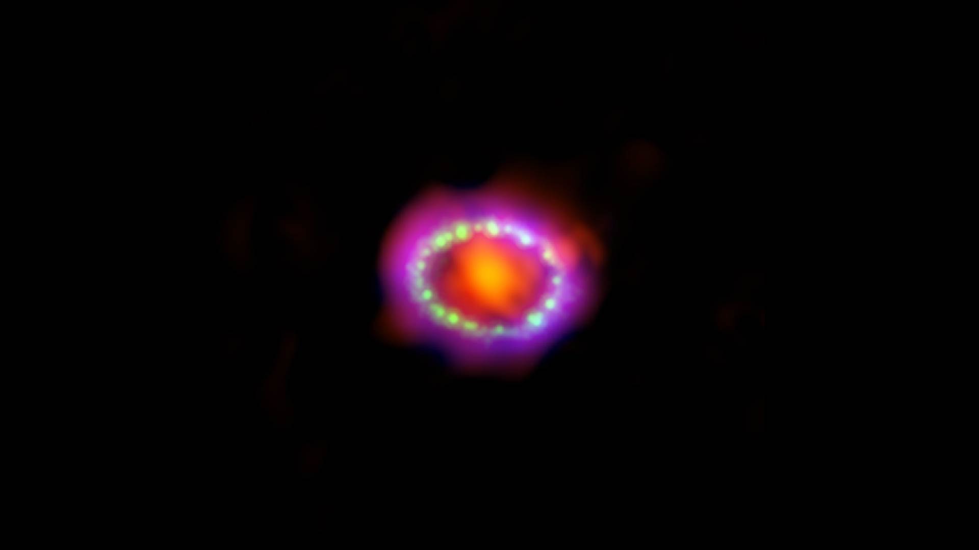 a colorful, multiwavelength image of the intricate remains of Supernova