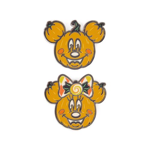 Mickey and Minnie Mouse Jack-o'-Lanterns ''Happy Halloween'' Pin Set