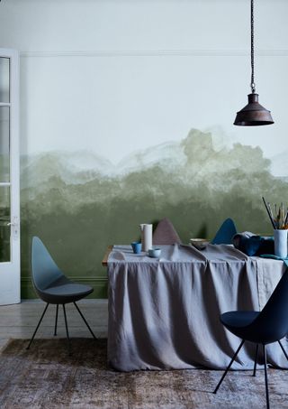 Ombre wall in a dining room