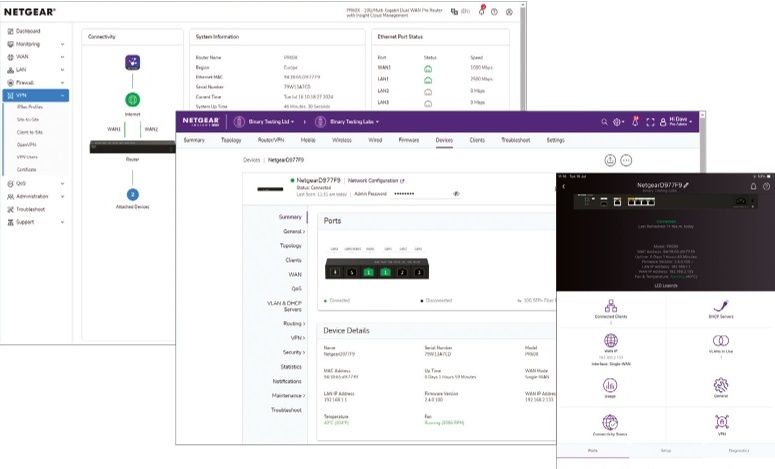 Netgear PR60X Pro web portal