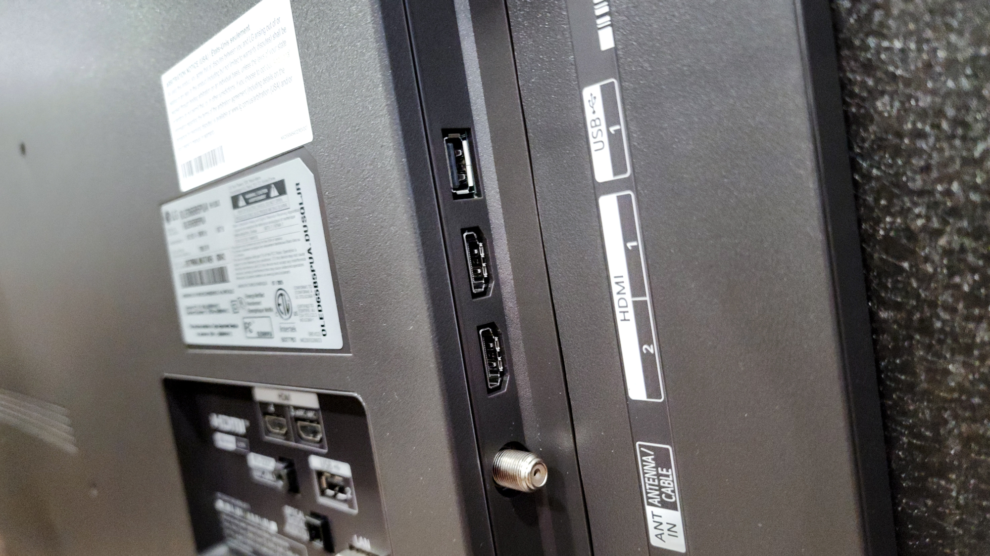 The ports on a LG B5 OLED TV