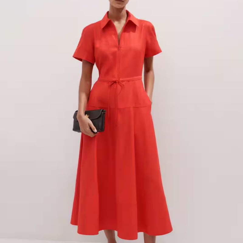 orange collared summer dress