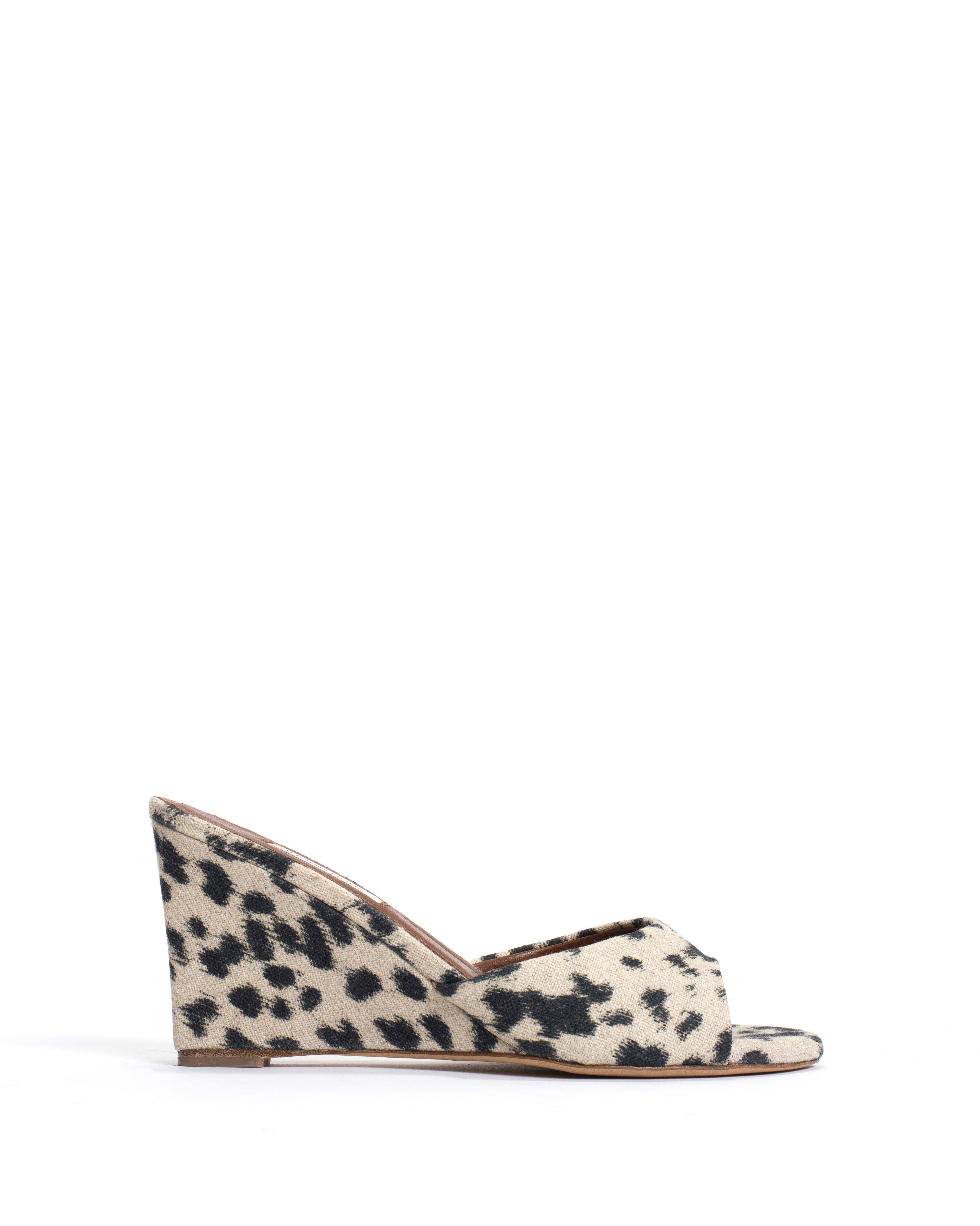 Gwen 75 Wedge Natural Cotton-Linen Leopard
