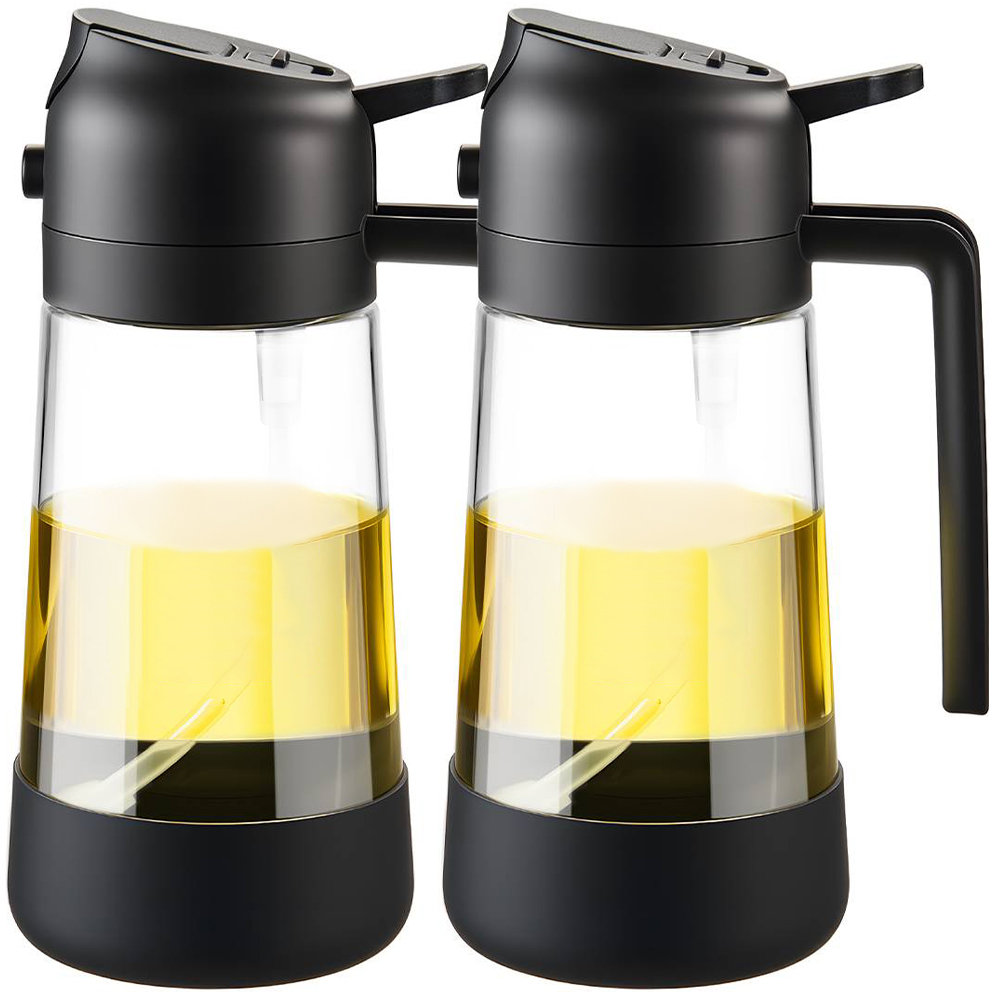 Ivy Bronx Two Packs 16oz/470ml Glass Oil Sprayer Bottle Spray and Pour Dual-Purpose Air Fryer Kitchen Household Spray Oil Spray Bottle Oil Tank Seasoning Pouring Oil, With Non-Slip Silicone Bottom | Wayfair
