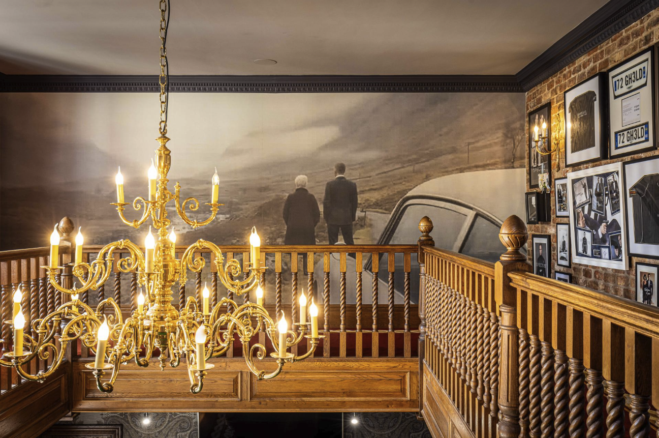 A mural depicting Judi Dench and Daniel Craig in Skyfall, in Skyfall.