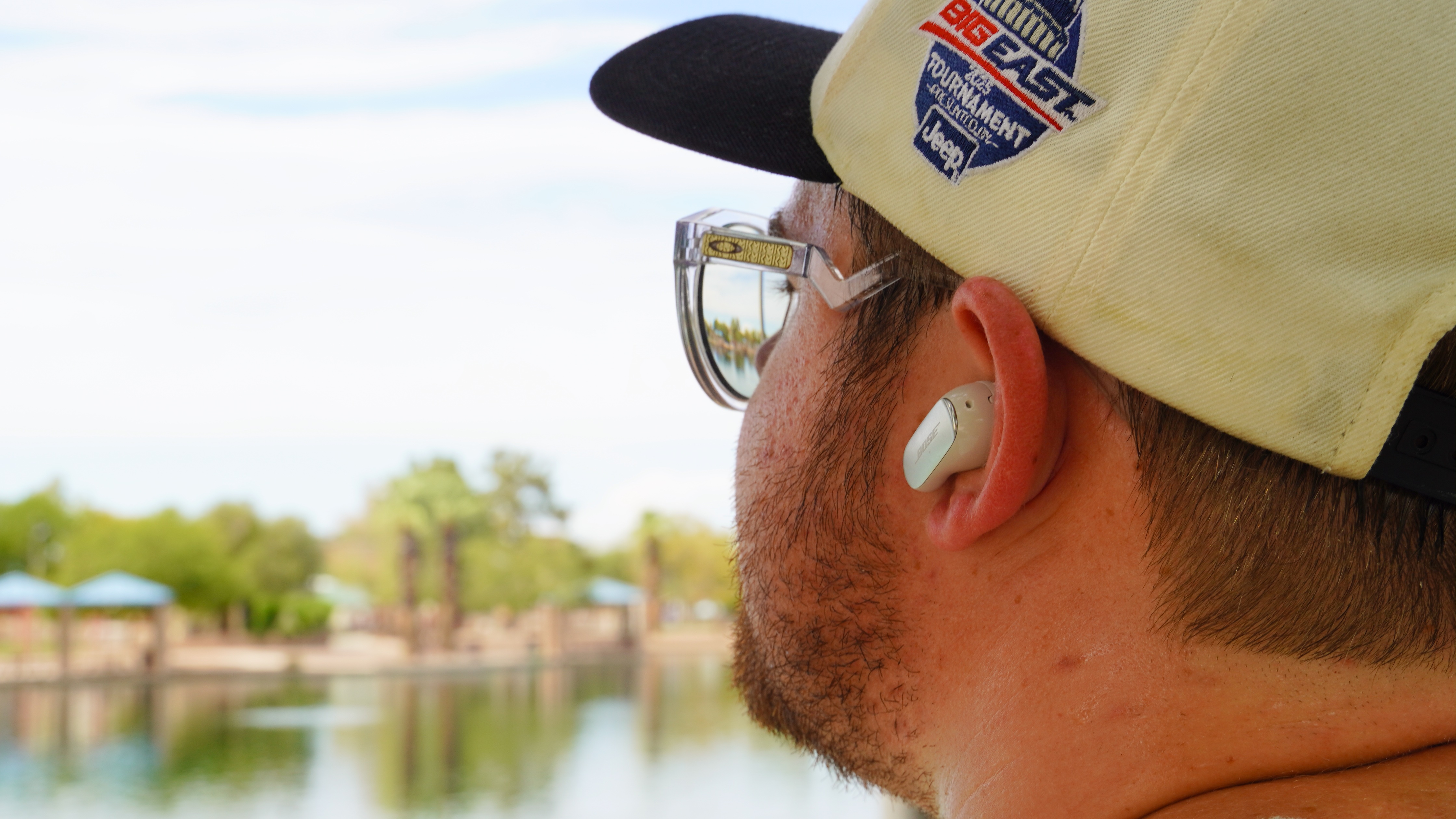 The Bose QuietComfort Ultra Gen 2 earbuds being worn.
