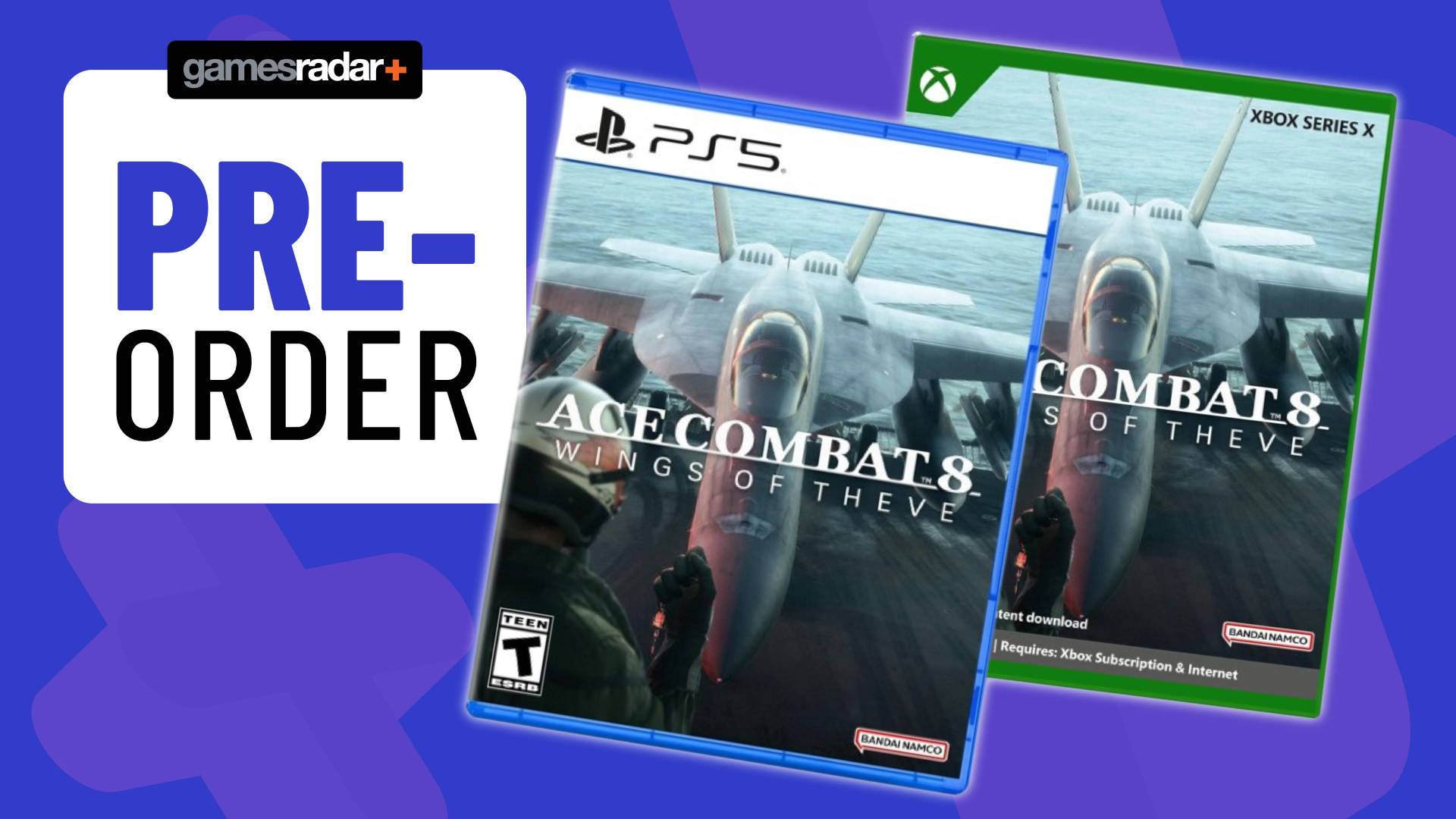 Image of the PS5 and Xbox Ace Combat 8 box art on a blue GamesRadar+ background.