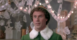 Buddy the Elf enjoys his masterpiece