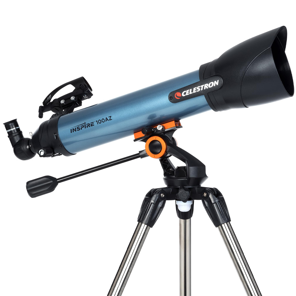 celestron inspire 100az on a white background
