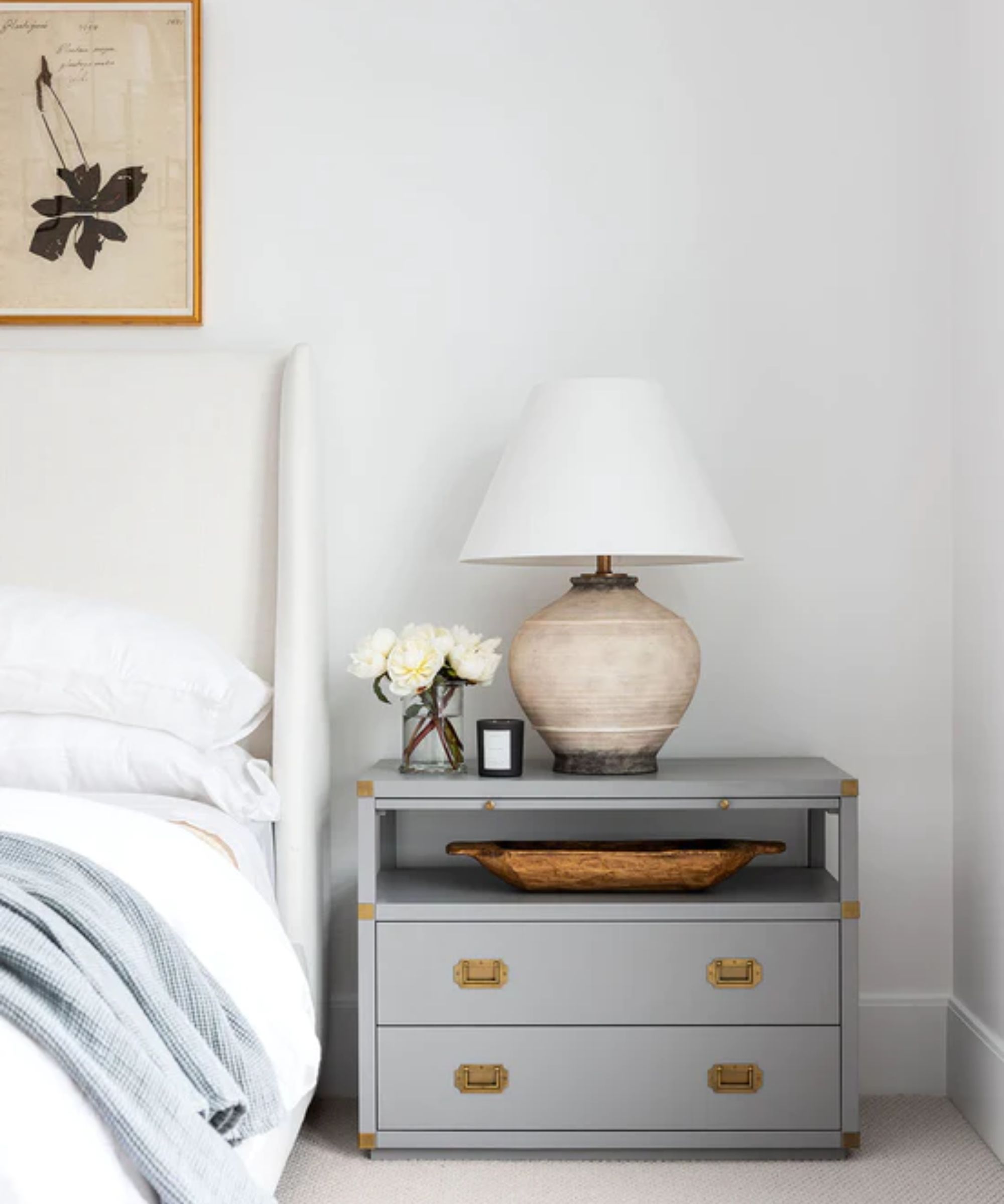 bedside table with tray