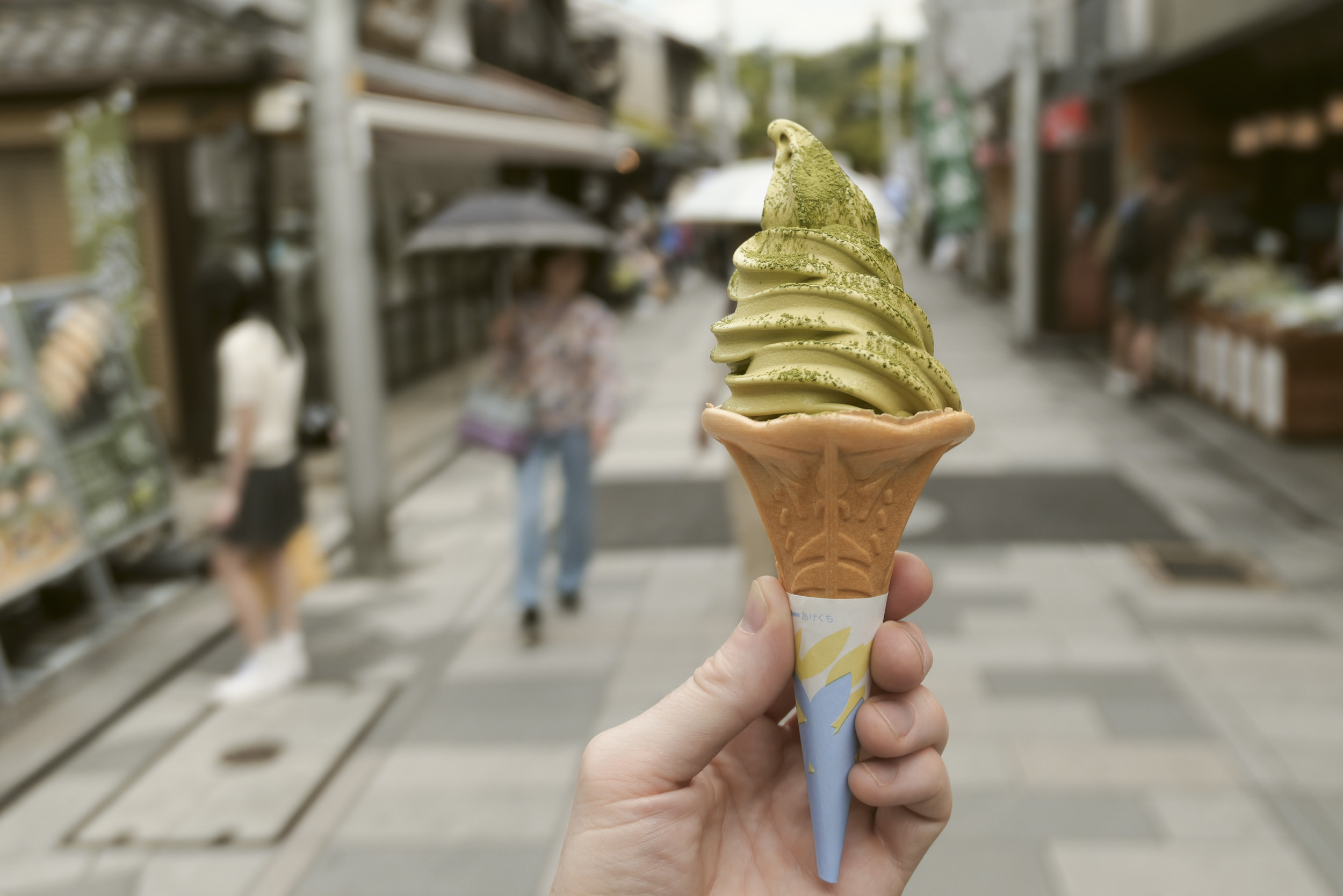 Sample image taken with the Panasonic Lumix L10; matcha ice cream held up