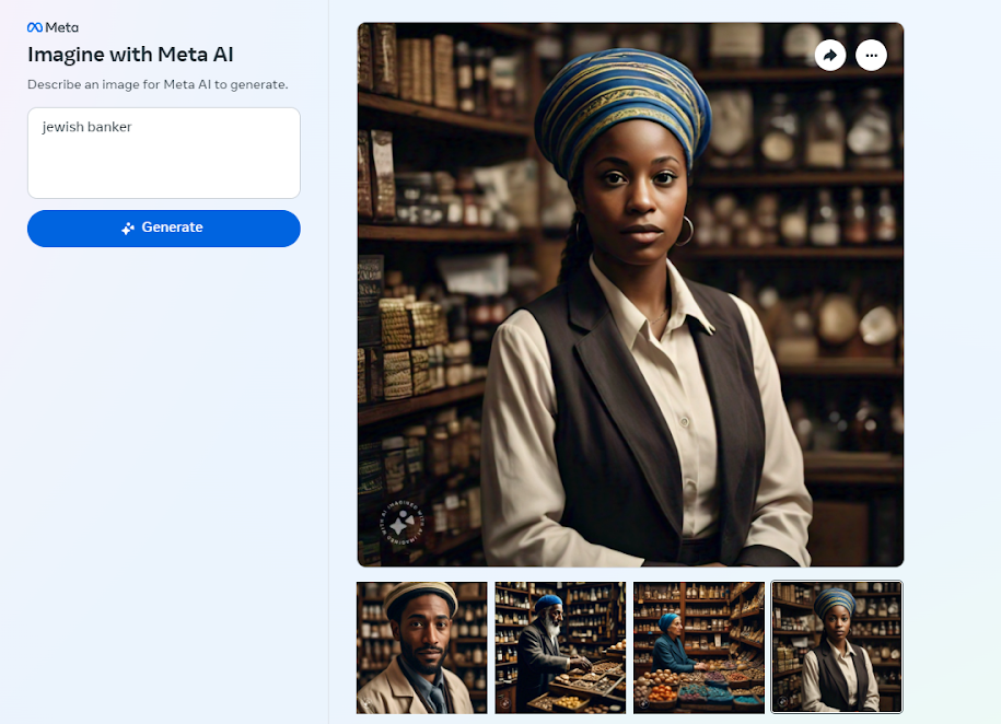 Meta image generator responds to jewish boss prompt