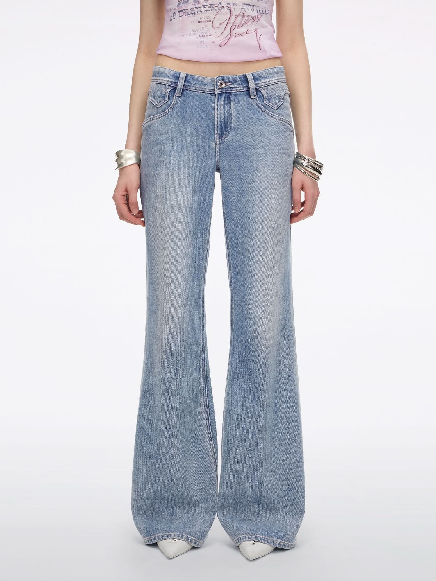 Flared Jeans-Bella - Middle Blue / 30" / 23