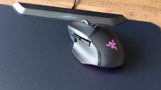 Razer Basilisk V3 Pro 35K wirelessly charging on the new Razer HyperFlux V2