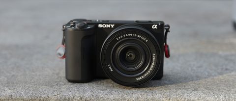 Sony ZV-E10 II camera on a stone surface