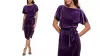 Kensie Stretch-Velvet Boatneck Tie-Waist Sheath Dress