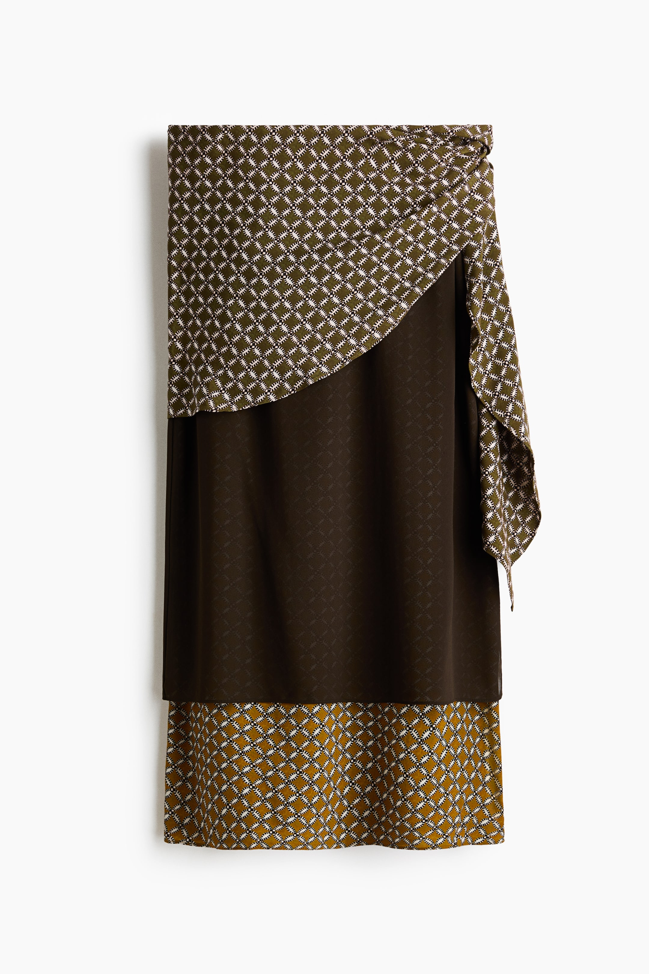 Scarf-Detail Layered Skirt
