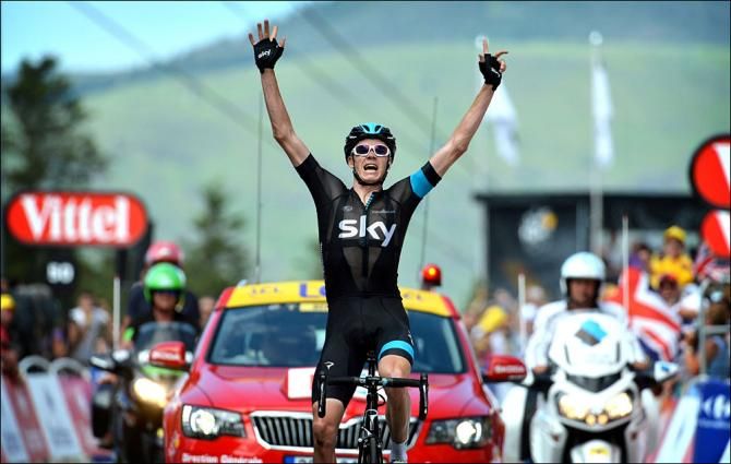 Chris Froome (Sky) won stage 8 and took over the Tour de France race lead