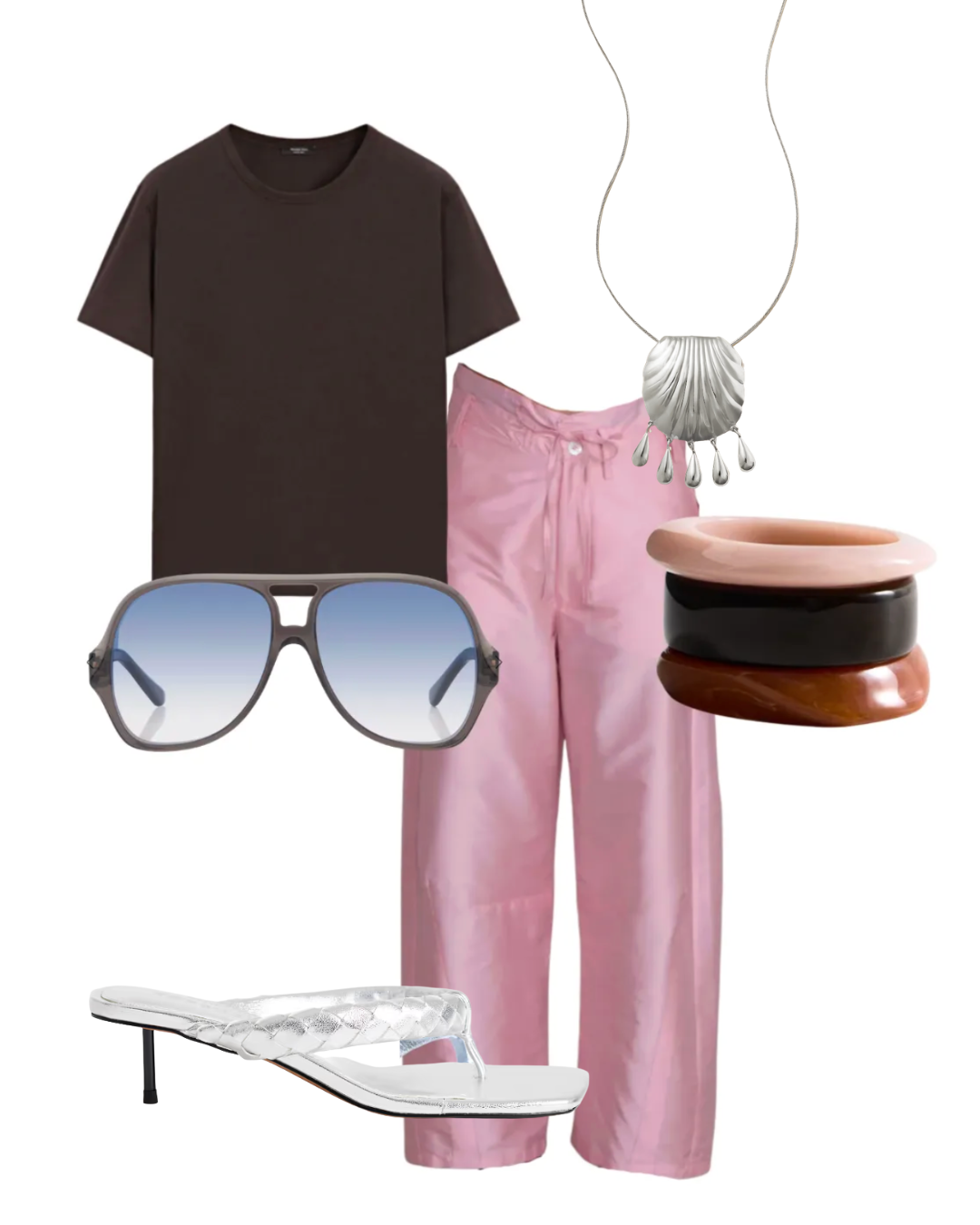 silk trousers outfit idea