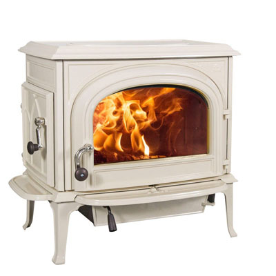 cream enamel log burning stove