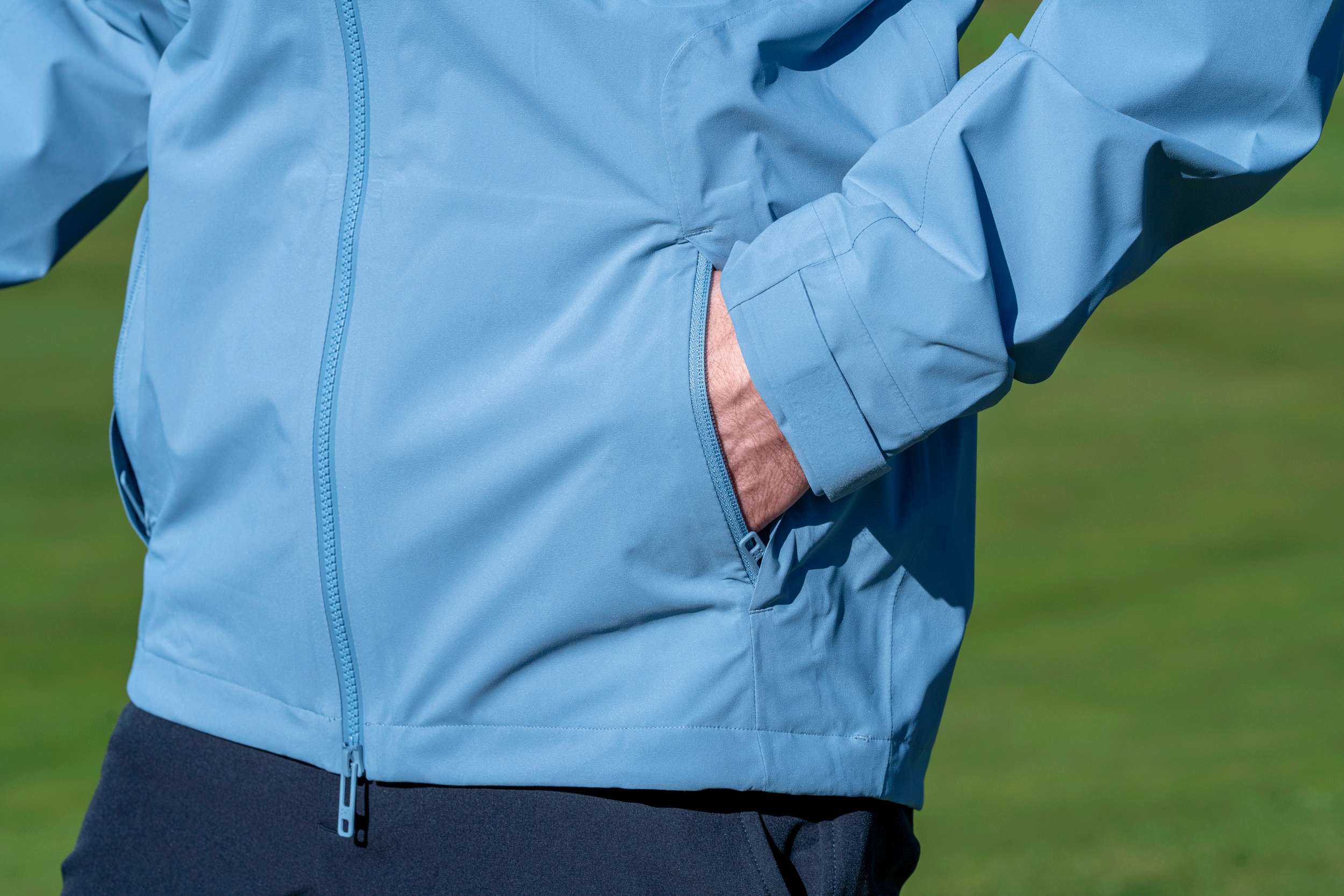 A close-up of the Under Armour Drive Pro Rain Jacket in 2026