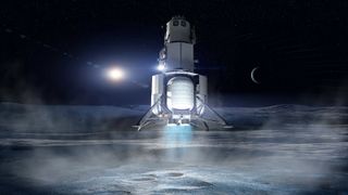 Blue Origin's Proposed Lunar Lander Touching Down On The Surface Of The Moon