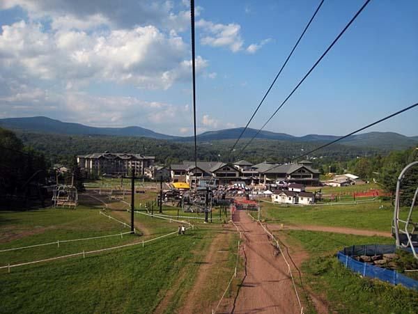 Mary took the lift up to watch Mike's Super D race in Windham, New York.