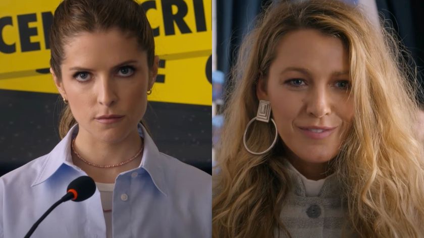 Stephanie Smothers (Anna Kendrick) looks on, as Emily Nelson (Blake Lively) smiles in Another Simple Favor