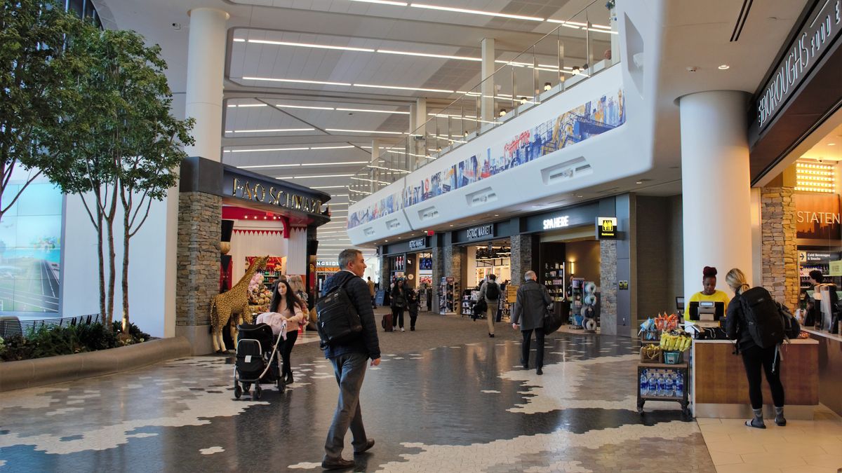 Dante-compliant solutions from AtlasIED provide innovative paging, emergency notification, messaging, and boarding information throughout airport terminals and concourses at New York City’s LaGuardia Airport. Shown, LaGuardia Terminal B.