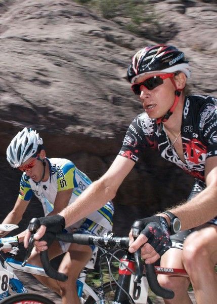 Chris Baldwin (Rock Racing) rides in the lead group