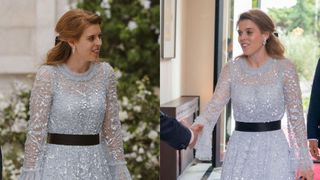 princess beatrice wearing a black bow at the jordanian royal wedding