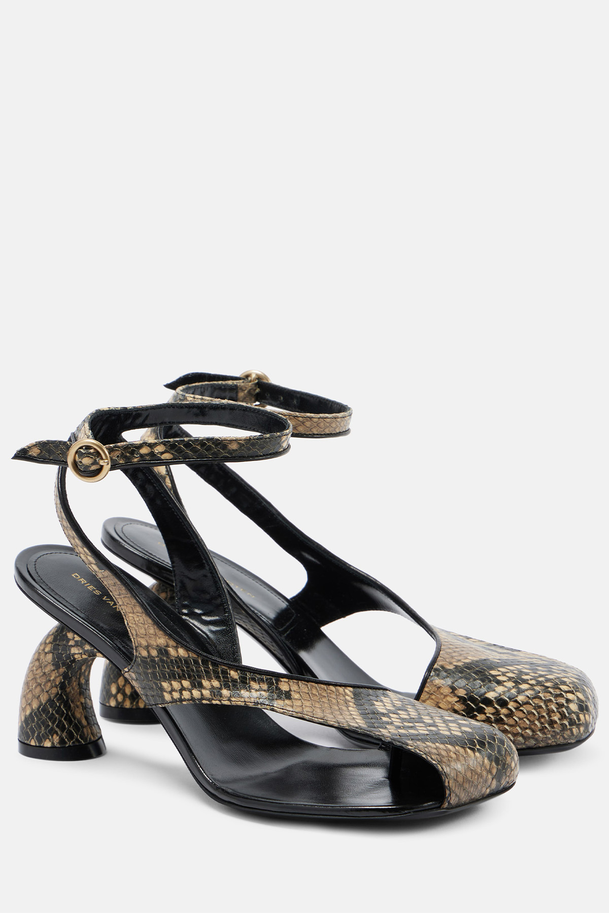 Dries Van Noten Snake-Effect Leather Sandals
