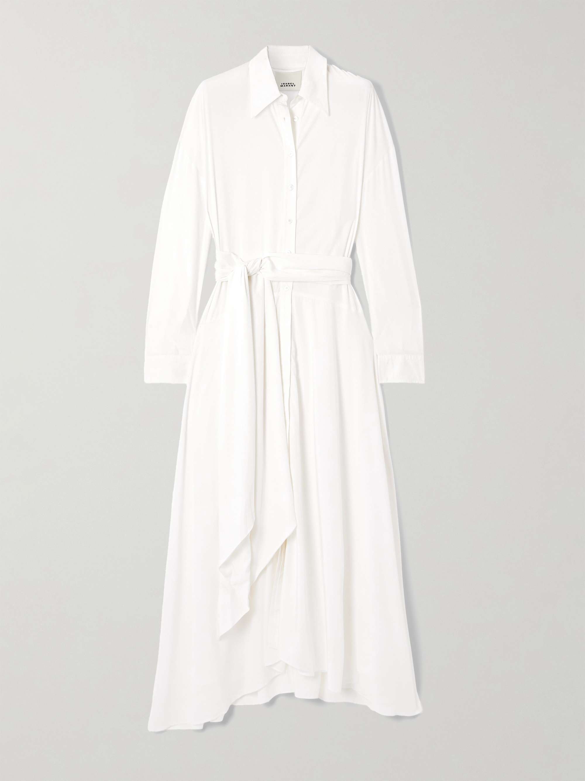 Samantha Belted Asymmetric Modal-Blend Midi Shirt Dress