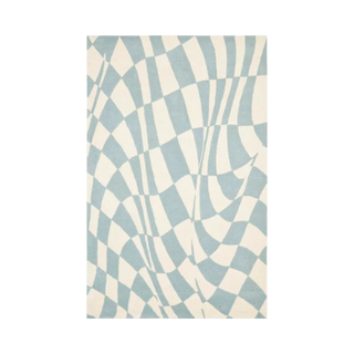 Urban Outfitters blue geometric checkerboard rug
