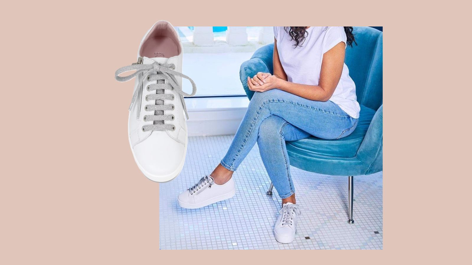 white trainers with silver laces