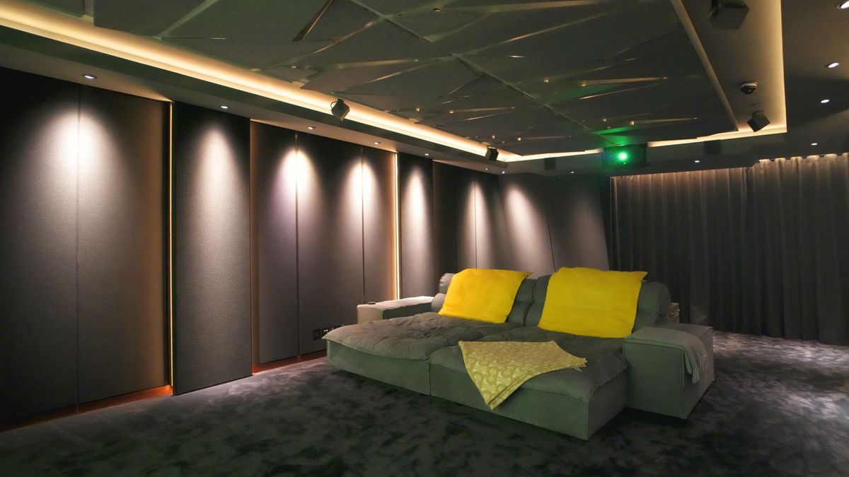 Front shot of Westminster townhouse home theater from Homeplay x L-Acoustics
