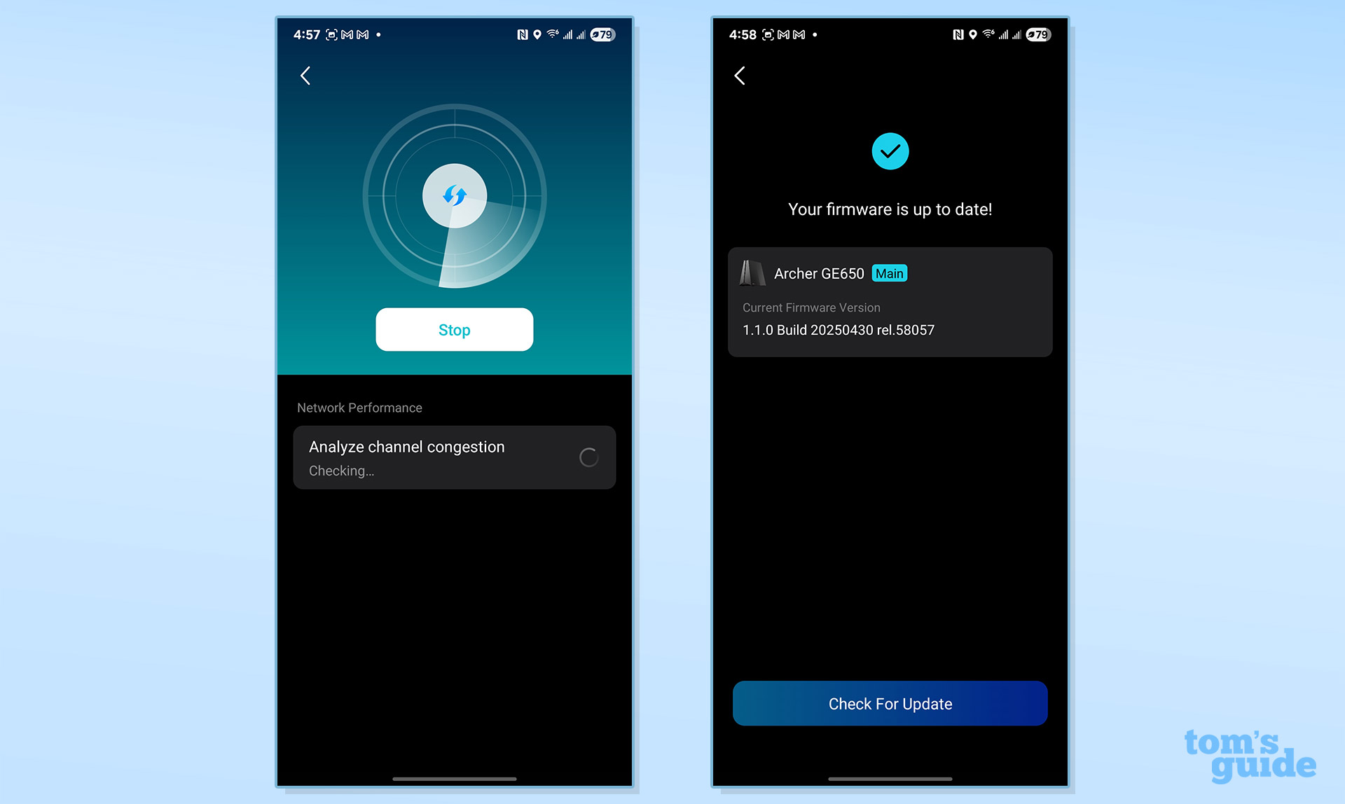 A screenshot from the TP-Link Archer GE650 router app