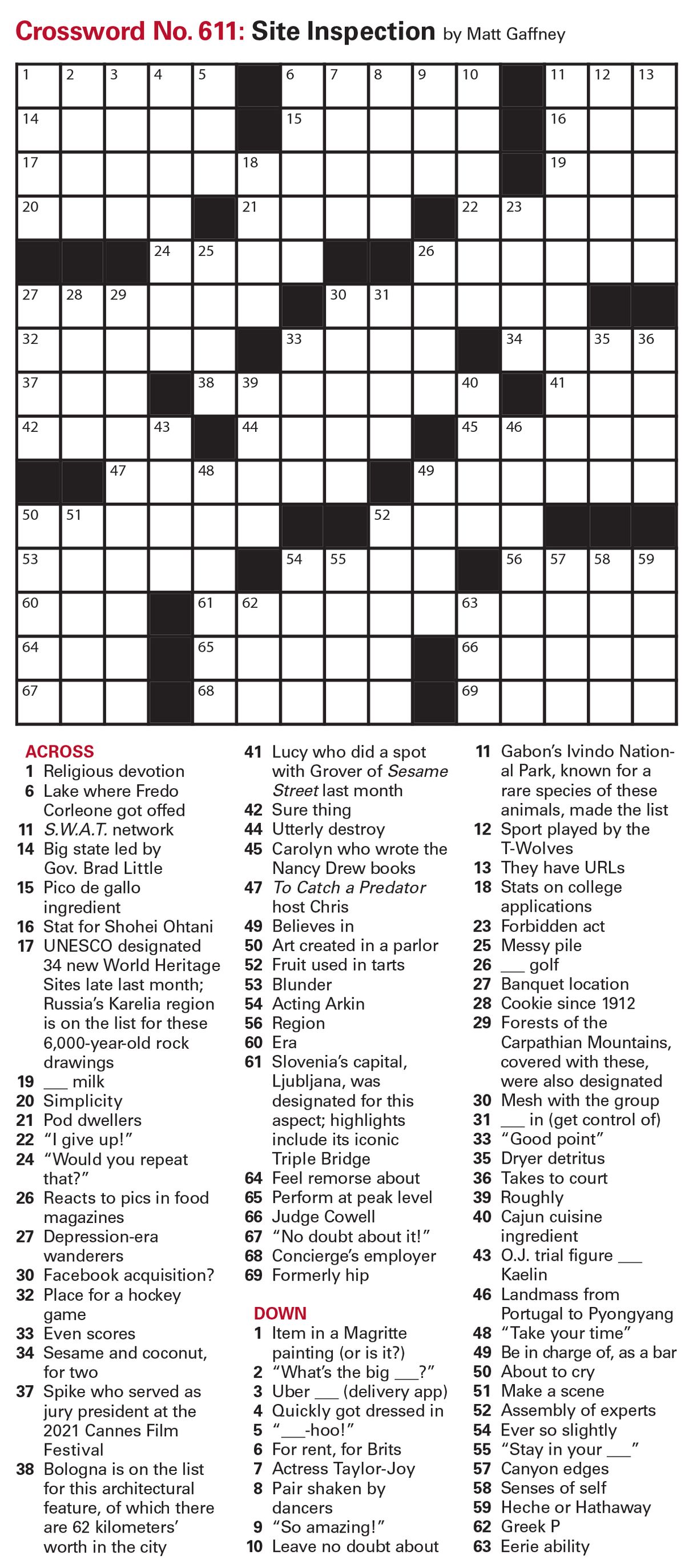 Puzzles: Interactive Crossword - Issue: August 13, 2021