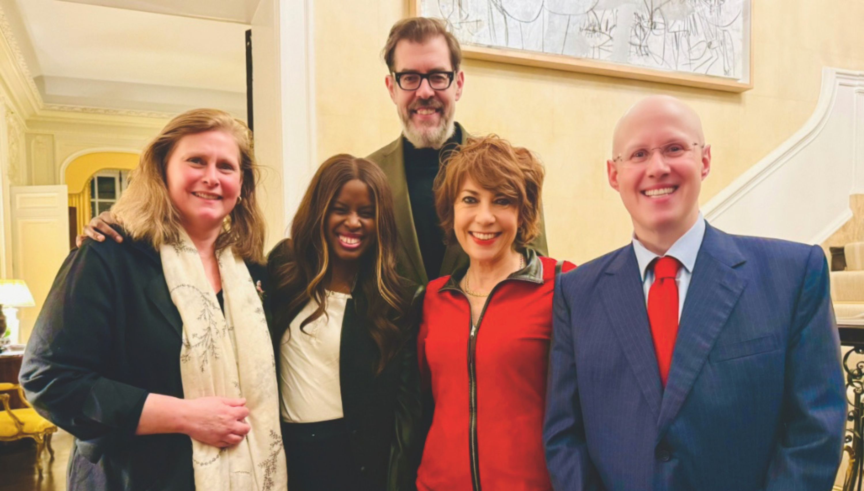 Sarah Brown, June Sarpong, Richard Osman, Kathy Lette and Matt Lucas at Sarah's educational charity Theirworld event
