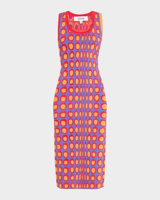 Wiggle Dot Jacquard Midi Tank Dress