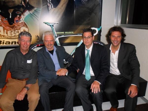 Felice Gimondi (l) next to Androni Giocattoli manager Gianni Savio.