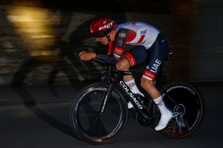 Tadej Pogacar (UAE Team Emirates) rides to third place on stage 1 of Tirreno-Adriatico