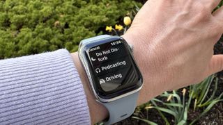 Apple Watch on wrist showing Do Not Disturb options