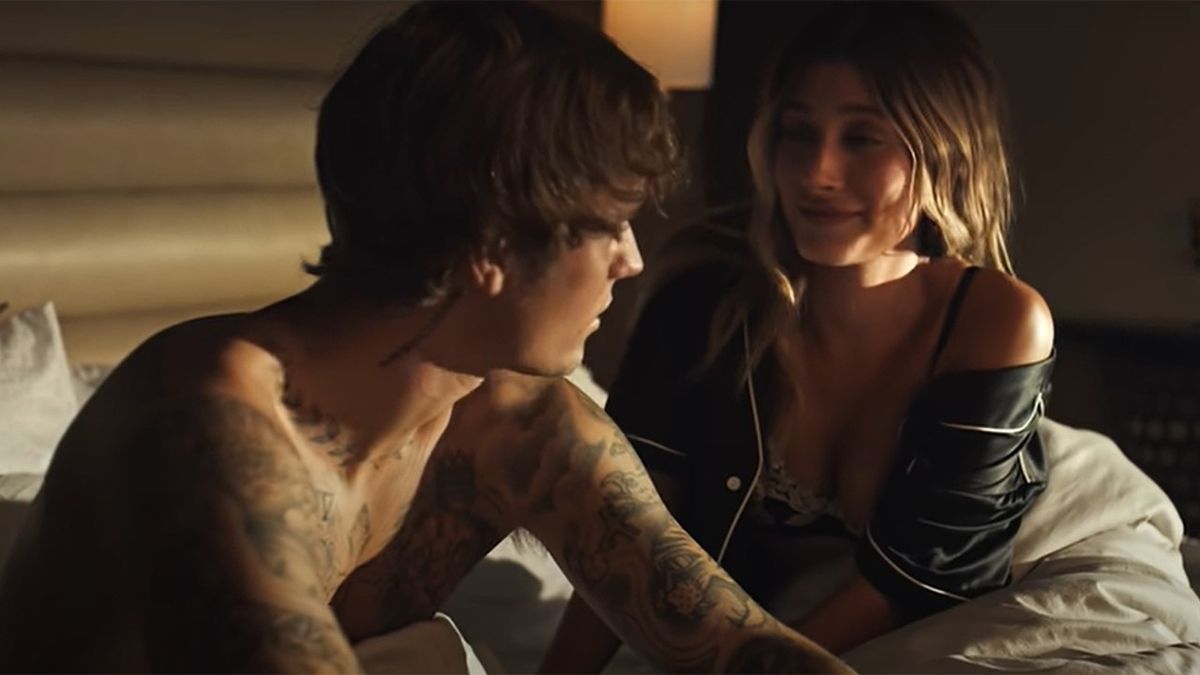 Screenshot of Justin and Hailey Bieber in Dj Khaled&#039;s &quot;Popstar&quot; video