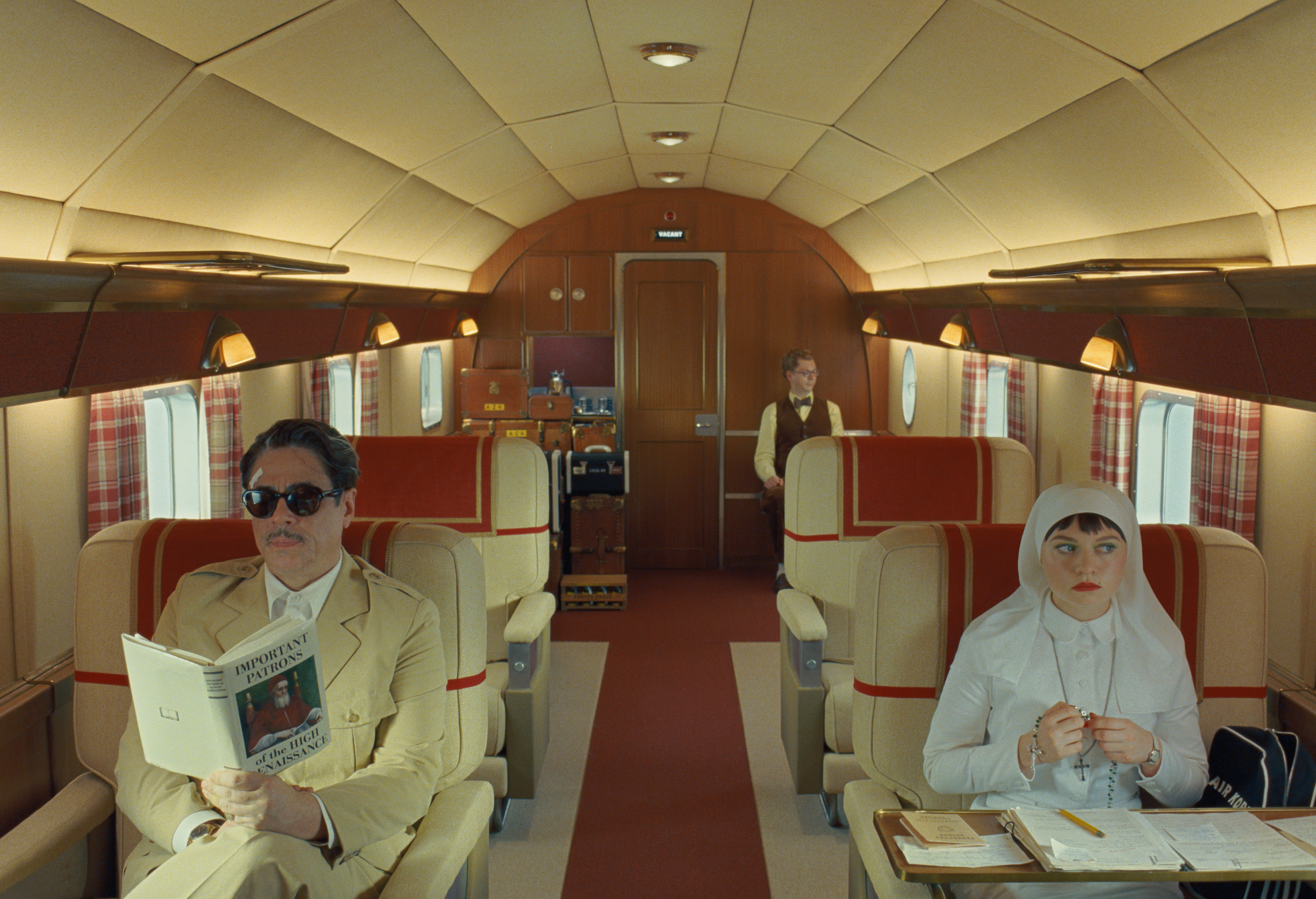 Benicio Del Toro as Zsa-Zsa Korda and Mia Threapleton as Liesl in director Wes Anderson's "The Phoenician Scheme"
