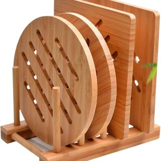 set of four bamboo trivets